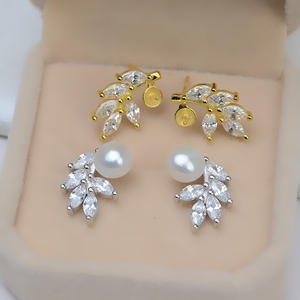 S925 Silver <b>Leaf</b> Pendant and Earring Set for Women 8-9 Pieces Pearl Hollow Holder DIY <b>Jewelry</b> Accessory 1826 - Product Image 1