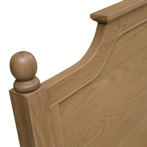 Lit double en bois massif blanc vieilli de style vintage français avec tête de lit décorée d'un motif d'oiseau, lit de chambre principale de style rustique - Product Image 4