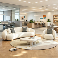Ensemble de canapés de bureau modernes et personnalisables en tissu bouclé, pour hall d'hôtel, sièges de réception, mobilier public de luxe en tissu Teddy, OEM