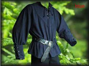Disfraz de pirata medieval para <span class=keywords><strong>hombre</strong></span>, blusa de vendaje Vintage, camisa de puño ancho escocés mercenario, Top de manga larga - Product Image 6
