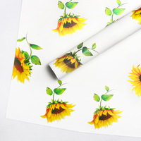 Film d'emballage tournesol, film artisanal imprimé floral pour emballage de bouquets, feuille d'emballage pour fleuriste