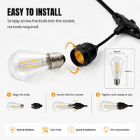 Guirnalda de Luces LED ST64 para Exteriores, con Bombillas Edison, Resistentes al Agua, Alimentación CA, Conectables, para Patio, Jardín, Cafetería, Parque Temático, 10 Metros