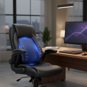 Chaise de bureau de direction à dossier haut, support lombaire réglable, cuir PU, design ergonomique pour usage de bureau, siège pivotant - Product Image 2