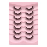 Vente en gros d'usine de bandes de cils 3D en soie naturelle, cils vaporeux, faux cils vegan, 8 paires de faux cils en vison, boîte de cils personnalisée
