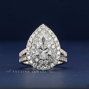 Premium Fancy Yellow Stone <b>Ring</b> for Women 14K White Gold Wide Shank with Diamond Accents Luxury Bridal Engagement Jewelry - Product Image 1