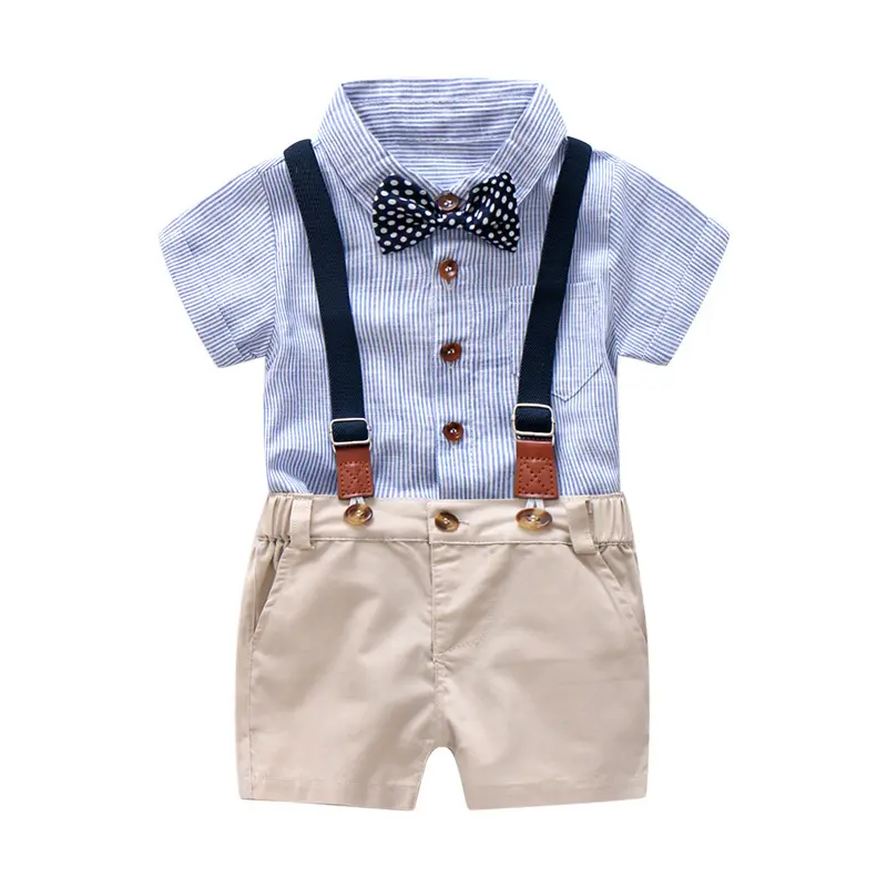 Summer infant clothes newborn casual romper strappy pants suit Cotton baby boy handsome clothing suit