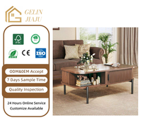 Table Basse Moderne en Bois à 2 Niveaux avec Porte Coulissante, Design OEM/ODM, Vente Chaude, Durable, pour Bureau