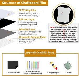 Pegatina de <span class=keywords><strong>Pizarra</strong></span> Autoadhesiva, Película Magnética Receptora <span class=keywords><strong>para</strong></span> Pared, Sin Residuos, Fácil de Escribir y Limpiar - Product Image 2