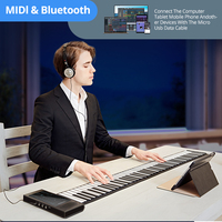 Piano Digital Enrollable Portátil de 88 Teclas, Teclado Electrónico de Silicona con USB MIDI para Viajes y Enseñanza
