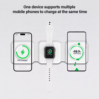 US Trending 15W Chargeur sans fil magnétique pliable 3 en 1 Station de charge de voyage pour Apple Watch et pour Airpods Sortie 10W