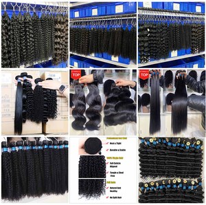 Extensions de cheveux humains vierges bruts, lisses et crépus, pour tressage, sans nœuds, pré-séparées, type Yaki, effet plumes - Product Image 3