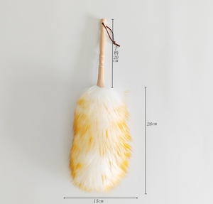 Plumeau en laine d'agneau avec manche en bois portable, tête flexible, antistatique, poignées confortables pour le nettoyage domestique - Product Image 5