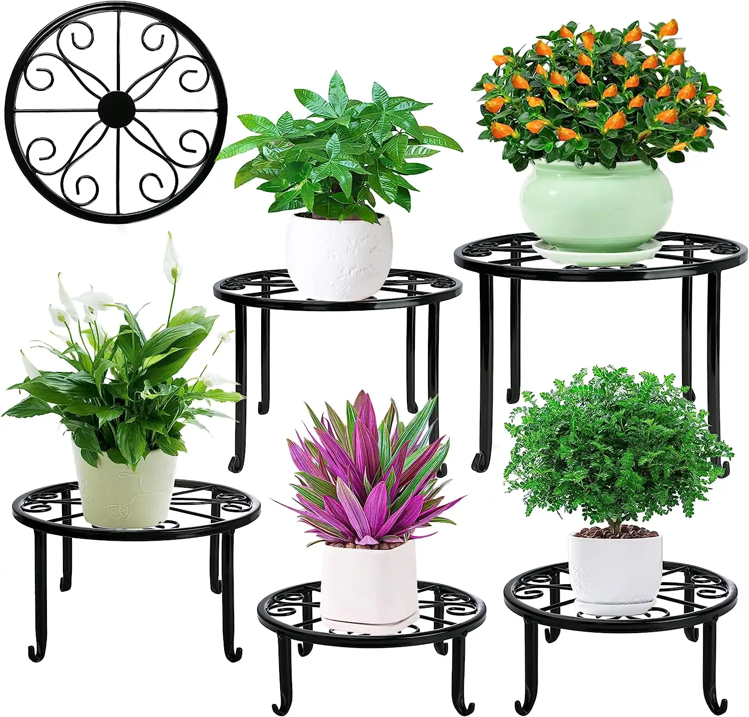 Vasi di piante in metallo fioriere vaso di fiori espositore nero acciaio Vintage per giardino casa rivestimento in polvere 0.02 - +/-0.05