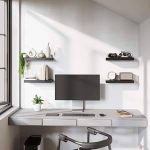 Étagères flottantes, étagères murales en <span class=keywords><strong>bois</strong></span> noir avec supports invisibles, lot de 2, étagères murales suspendues comme décoration pour la chambre - Product Image 6