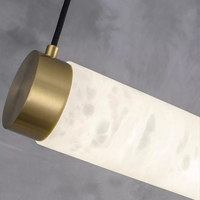 Luminaire suspendu LED horizontal moderne en albâtre de luxe avec lumière blanche chaude douce 2700K et durée de vie de 30 000 heures pour salon