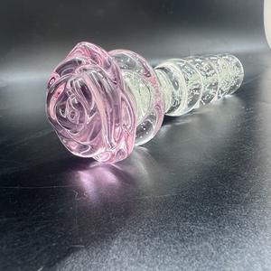 Glazen realistische <span class=keywords><strong>dildo</strong></span> roos bloem anale plug volwassen seksuele plezier speelgoed - Product Image 3