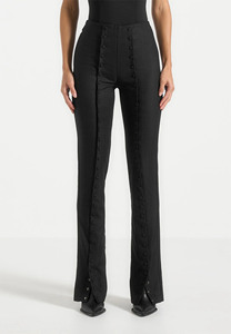<b>Women's</b> Black High Waist Straight <b>Formal</b> <b>Trousers</b> With Button Detail Autumn Wear Long Slim Pant For <b>Women</b> - Product Image 2