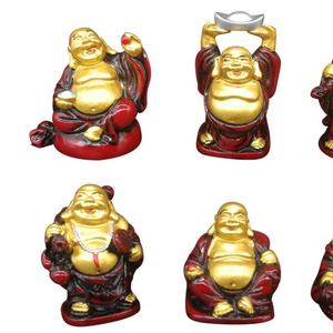 Statuette <span class=keywords><strong>di</strong></span> <span class=keywords><strong>Buddha</strong></span> Ridenti Piccole da 2 Pollici, Set <span class=keywords><strong>di</strong></span> 6 in Resina con Lingotti Rossi, Dorati e Argentati, Decorazioni Cinesi Portafortuna per Regali <span class=keywords><strong>di</strong></span> Compleanno - Product Image 1
