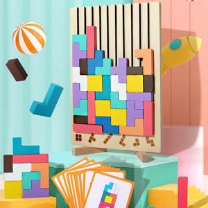 Blocs d'empilage en bois, jouet éducatif, exercices pratiques pour les enfants, jeu de blocs russes - Product Image 4