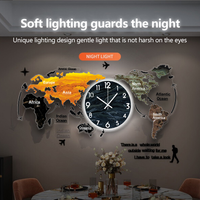 Mural Decorativo de Pared con Mapa del Mundo Creativo de Alta Gama Personalizado por YZOK para Sala de Estar y Oficina, Reloj Silencioso