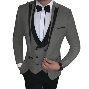 Vente en Gros de Costumes Hommes Blancs 3 Pièces Noir à Revers Châle Tuxedos de Marié Décontractés pour Mariage Garçons d'Honneur Hommes - Product Image 5