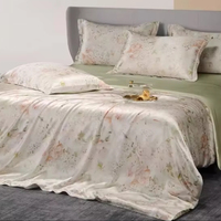 Ensemble de literie 100% soie de mûrier, 4 pièces, housse de couette en soie pure, ensemble de draps avec 2 taies d'oreiller, ensemble de linge de lit taille King Queen