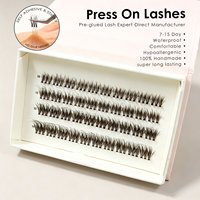 Extensions de cils à presser sans bande, couleur marron, naturelles, pré-collées, avec logo personnalisé, pour B2B, Royaume-Uni, France, Italie, Europe