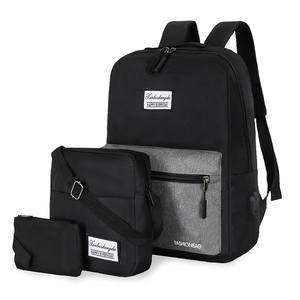 New Latest Design Waterproof Anti-Theft Geometric Business <b>Laptop</b> Backpack USB Charging Large Capacity 3 Piece Set Oxford - Product Image 4