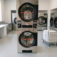 Laveuse-sécheuse commerciale entièrement automatique de 15 kg à monnayeur, QR et carte IC pour usage public, idéale pour les auberges de jeunesse