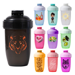 Shaker à protéines en plastique de style vintage personnalisé avec logo, 500 ml, pour la salle de sport et le camping, sans BPA, écologique, applicable - Product Image 5
