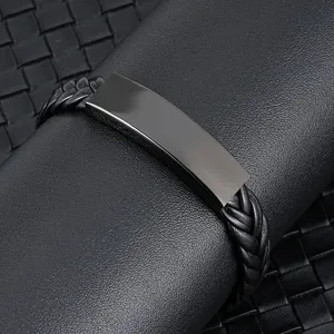 Vintage Handmade Braided Stainless Steel Mens Rope Leather Bracelet Pulseras Para Hombre Premium