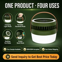 Ventilateur solaire 3-en-1 pour le camping, lanterne, batterie externe, lumière LED pliable rechargeable par USB, ventilateur suspendu pour tente extérieure, étanche