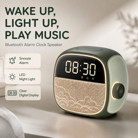 Réveil numérique intelligent LED avec radio FM et lumière de réveil, haut-parleur Bluetooth de style néo-oriental, idéal pour une table de chevet de chambre à coucher, OEM ODM