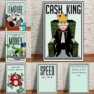 <span class=keywords><strong>Monopoly</strong></span> Art déco encadré affiches à l'huile 'Time Is Money' citation inspirante toile Art mural pour salon bureau ou décoration intérieure - Product Image 3