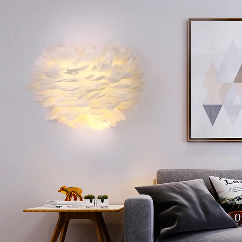 Nordic LED simple modern background wall creative Living Room Wall Feather Lamp Children's Room Marriage Room Bedside lamp