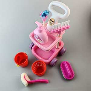 Ensemble de nettoyage pour maison de poupée en plastique pour enfants, jouets de bricolage, ensemble d'outils de nettoyage pour maison de poupée, balai, serpillière, <span class=keywords><strong>aspirateur</strong></span>, jouets pour accessoires de poupée - Product Image 6