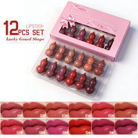KS~ONE Rouge à lèvres Gourd, Lot de 12 couleurs, Fini mat velours, Imperméable, Longue tenue, Végan, Minéral, Édition transfrontalière, Taille standard, En gros
