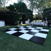 ANYCASE Piso de Baile a Cuadros de Madera Contrachapada con Bordes de Aluminio, Blanco y Negro, para Bodas, Interior/Exterior, Sistema de Bloqueo Rápido Portátil