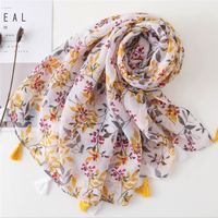 Europe et Amérique Floral Tassel Viscose Châle Épais Pashmina Foulard Bufanda Musulman Hijab