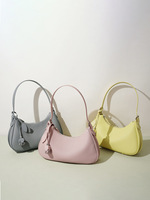 Sac à main polyvalent en cuir véritable en forme de croissant pour femme, design original et simple, grand format, sac sous le bras pour femme