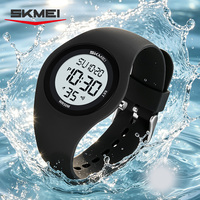 Montre digitale Skmei 2618 pour fille, bracelet en silicone, mode d'alarme EL, calendrier, montre-bracelet décontractée, vente en gros