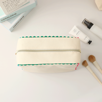 Sac à fermeture éclair personnalisé avec bordure ondulée arc-en-ciel, sac de rangement pour cosmétiques avec poignée, sac de toilette de voyage en toile vierge personnalisable
