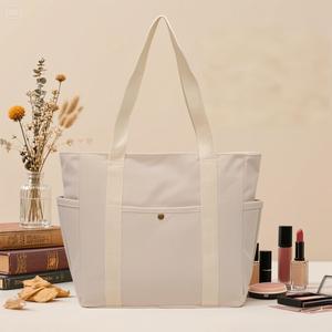 Vente en gros de sacs de courses pour femmes sacs fourre-tout avec logo personnalisé sacs de courses réutilisables en toile de coton lavable et léger - Product Image 2