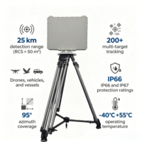 Radar de Monitoreo Perimetral de Largo Alcance para Seguridad de Fronteras Terrestres, Escaneo de 360 Grados, Detección de Múltiples Objetivos, Detector de Drones