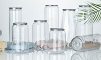 Vente en gros de canettes pour animaux de compagnie en PET transparentes, à ouverture facile par anneau, personnalisables avec logo et motifs, pour jus et sodas