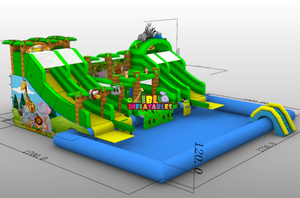 Parque infantil inflable al aire libre, Parque Acuático de selva tropical, equipo de toboganes, Parque Acuático temático de la jungla - Product Image 4