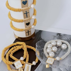 <span class=keywords><strong>Bracciale</strong></span> con perline alla moda a forma <span class=keywords><strong>di</strong></span> cuore a forma <span class=keywords><strong>di</strong></span> stella con ciondolo a forma <span class=keywords><strong>di</strong></span> stella a forma <span class=keywords><strong>di</strong></span> cuore 18k placcato in oro placcato placcato gioiello Multi-stile <span class=keywords><strong>bracciale</strong></span> da donna - Product Image 4