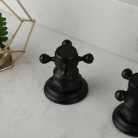 JIENI 5 pièces Robinet de salle de bain à poser en bronze huilé, style romain, avec 3 poignées en laiton et cartouche céramique