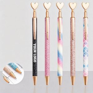 Wholesale Heart Shape Glitter Coated Wedding Gift <b>Pen</b> Novelty <b>Retractable</b> Ballpoint <b>Pen</b> Custom Logo Metal Click Ball <b>Pen</b> - Product Image 1