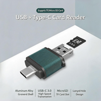 Lecteur de cartes OTG pour téléphone portable deux-en-un, adaptateur USB 2.0, SD TF Type-C, transmission stable